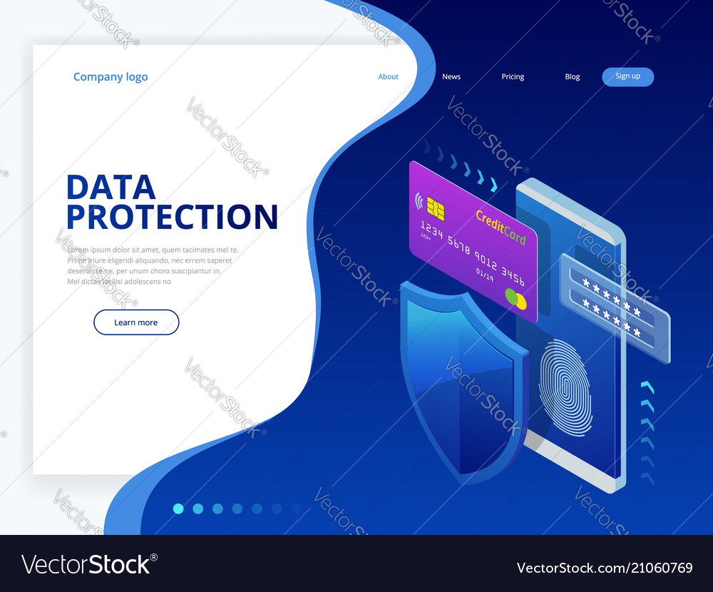 Isometric personal data protection web banner Vector Image