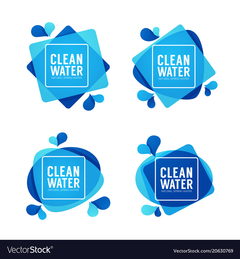 Natural spring water logo labels and stickers