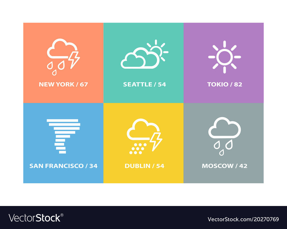 Set weather forecast icons and signs Royalty Free Vector