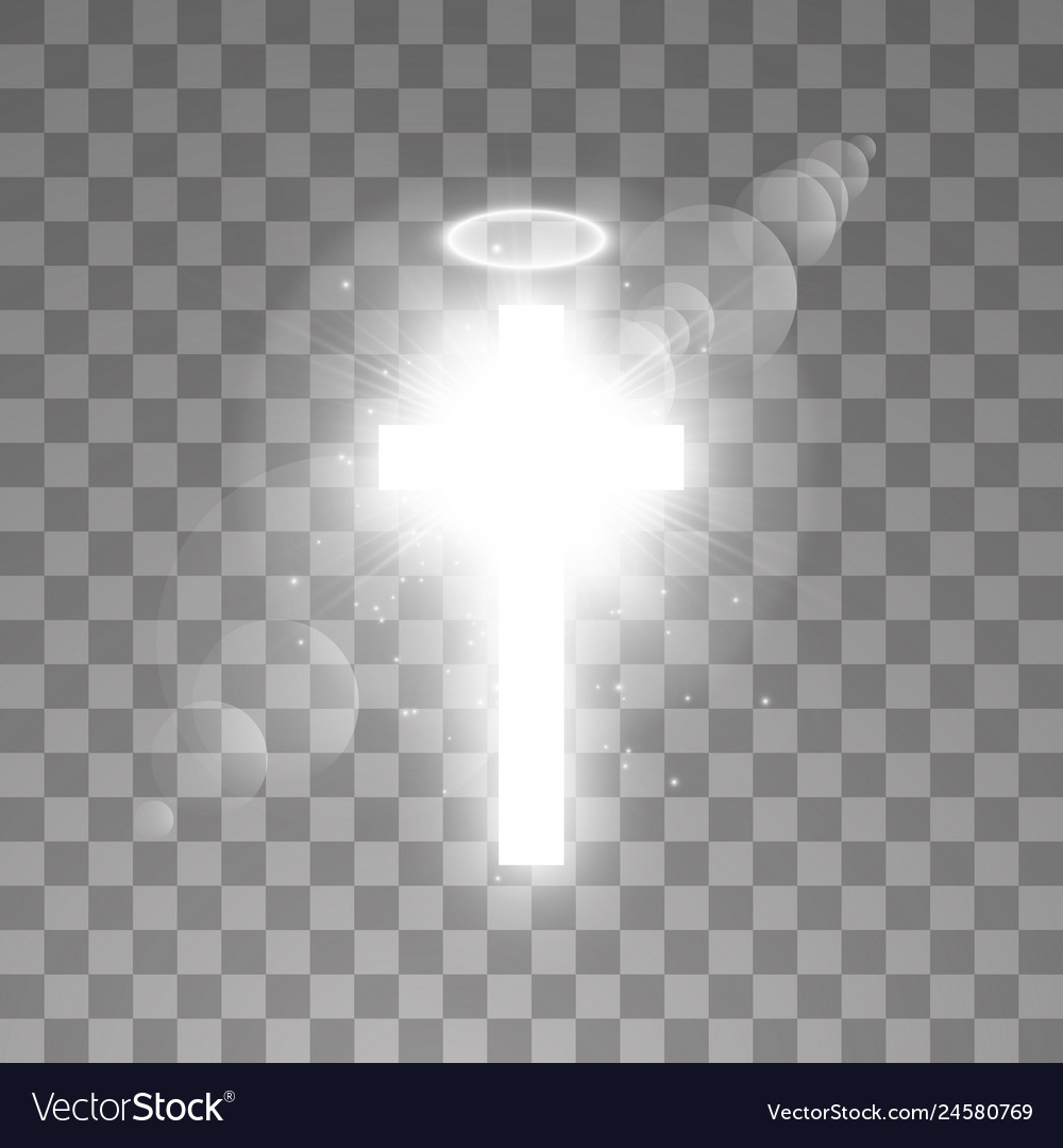 Shining white cross and halo angel ring Royalty Free Vector