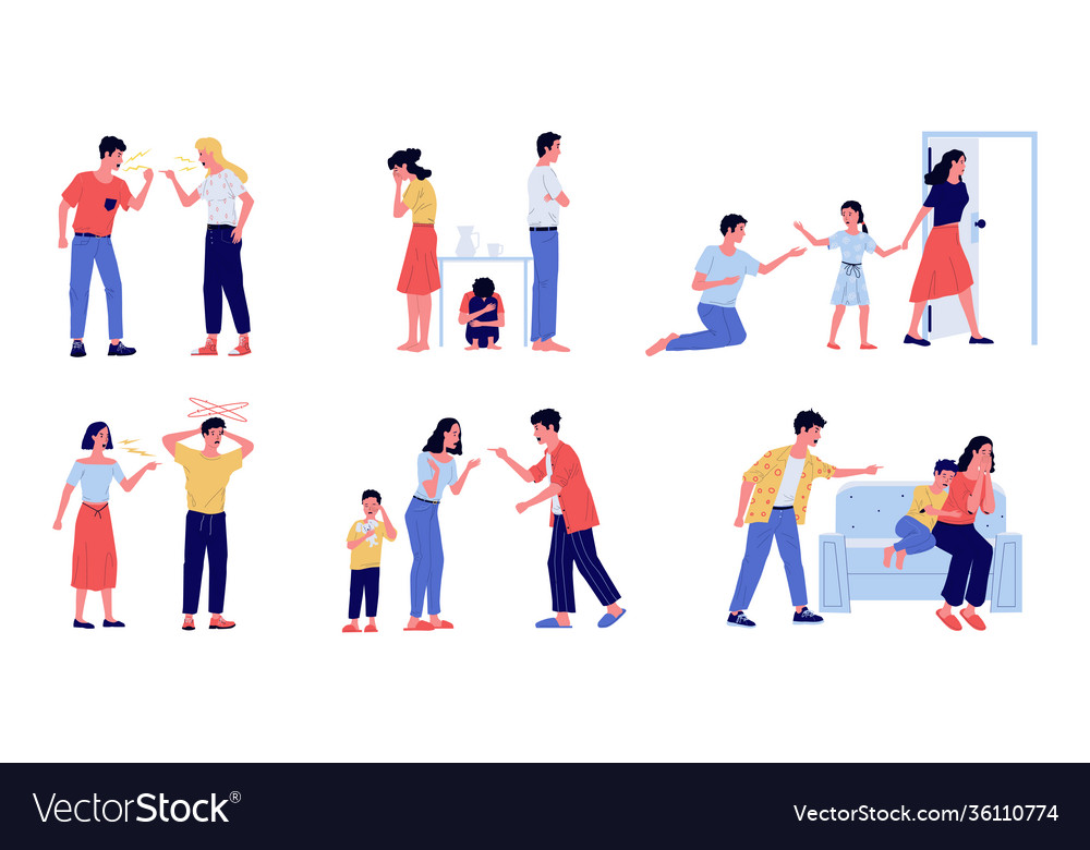 Abuse family conflict with angry parents Vector Image