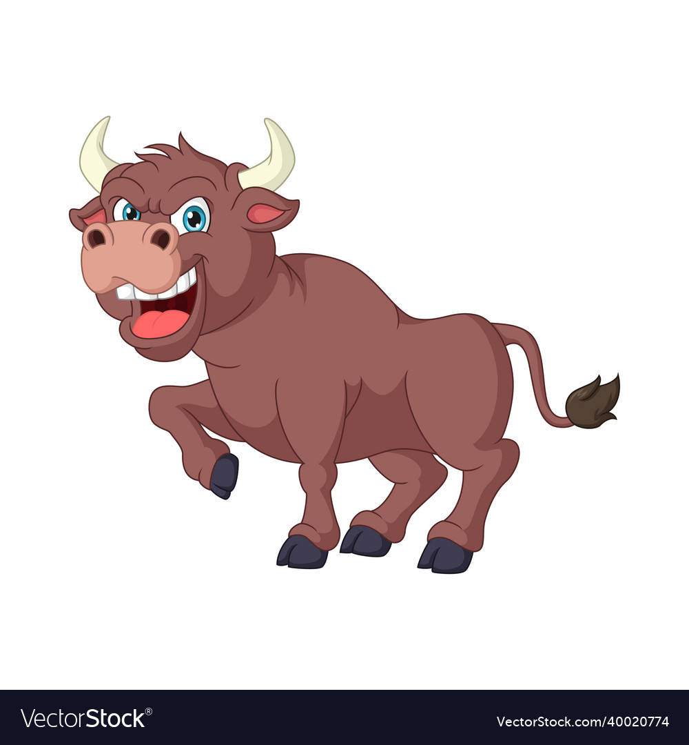 Cartoon angry bull on white background Royalty Free Vector