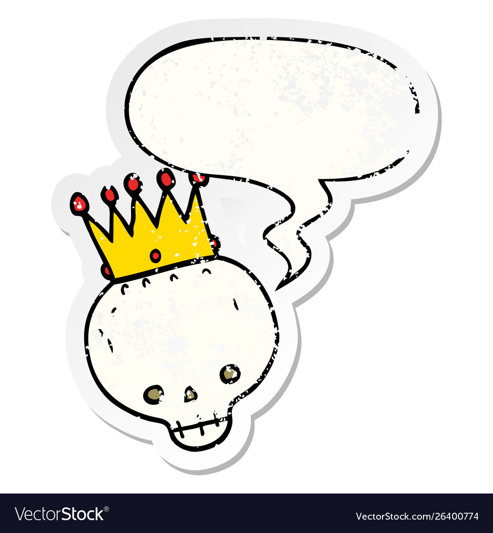 Cartoon skull and crown speech bubble Royalty Free Vector