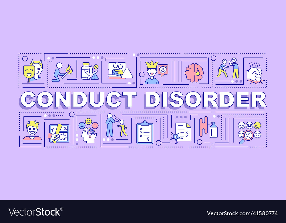 Conduct disorder word concepts purple banner Vector Image