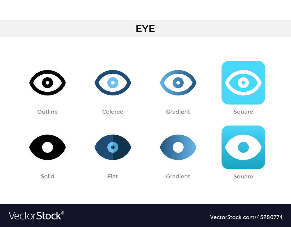 Eye icon in different style eye icons designed in Vector Image