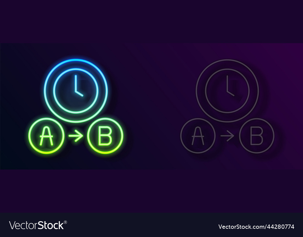 Glowing neon line taxi waiting time icon isolated Vector Image