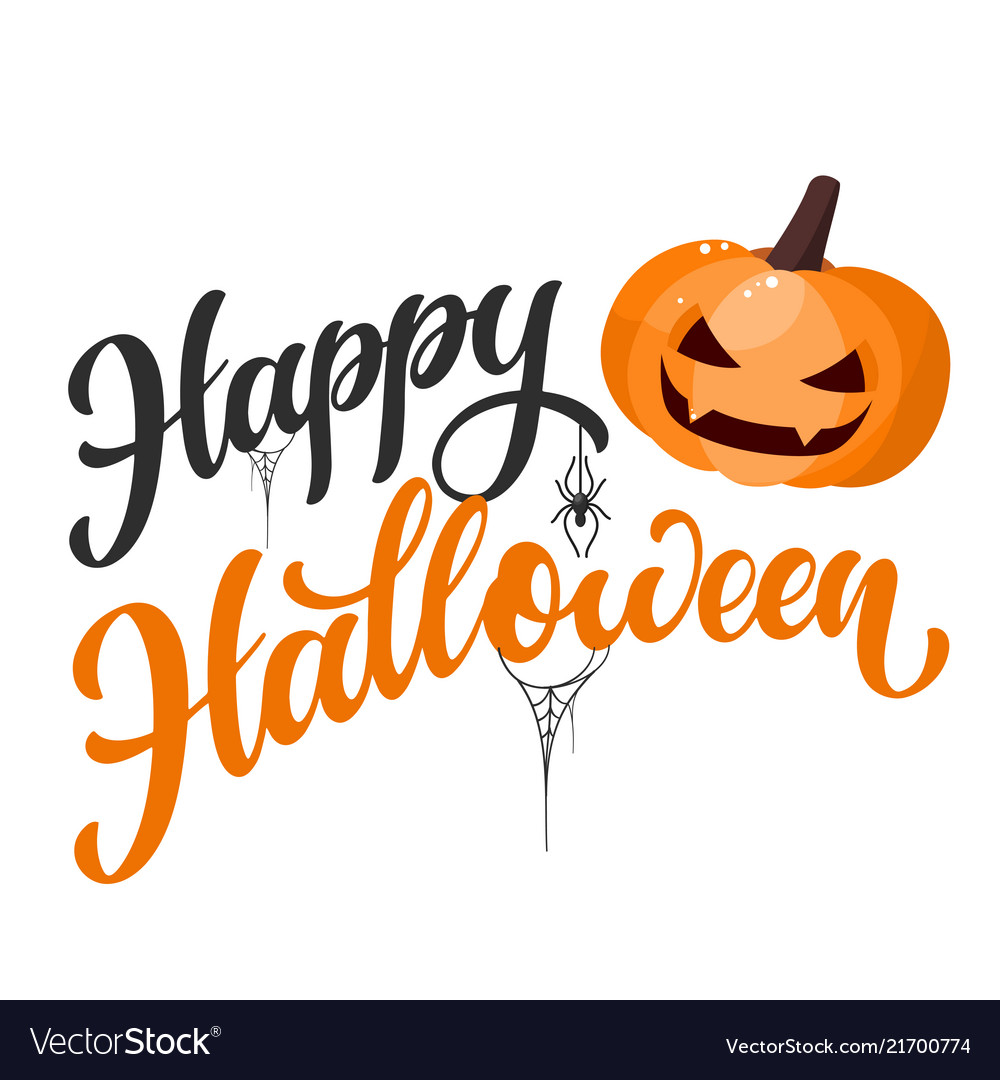 Happy halloween hand written text Royalty Free Vector Image