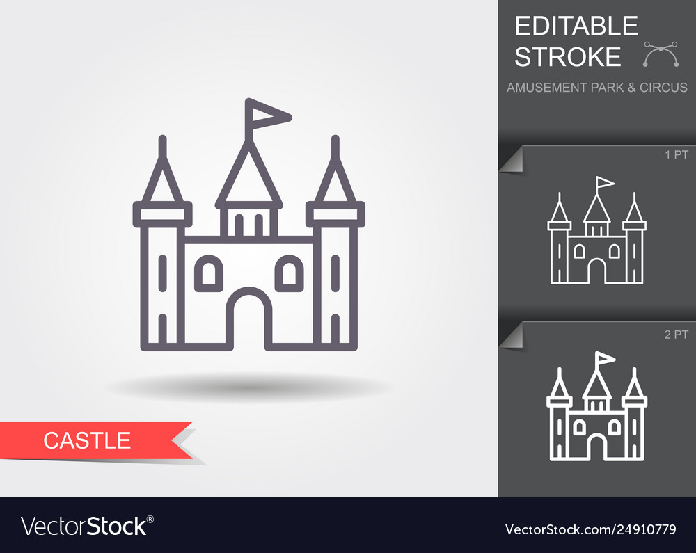 Castle tower line icon with editable stroke Vector Image