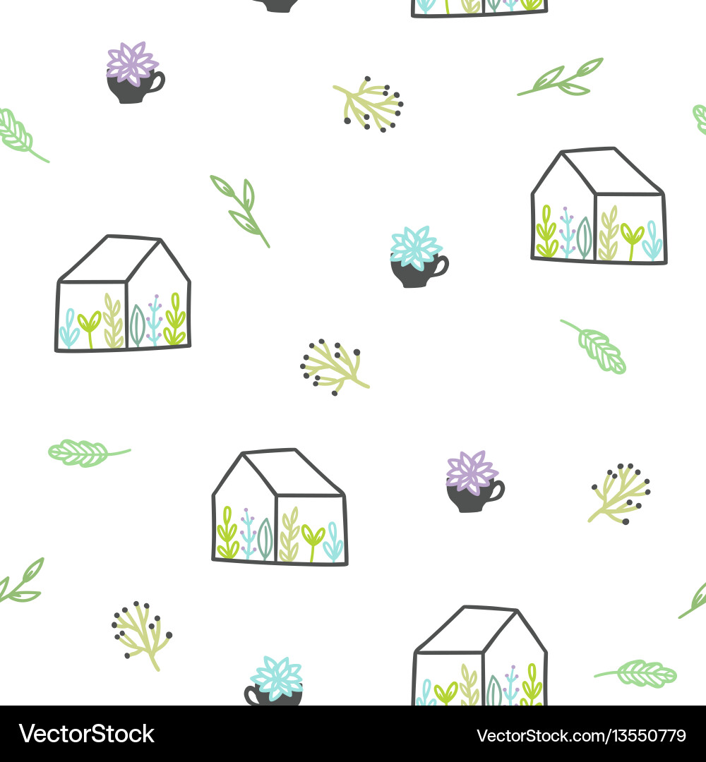 Cute plants seamless pattern Royalty Free Vector Image
