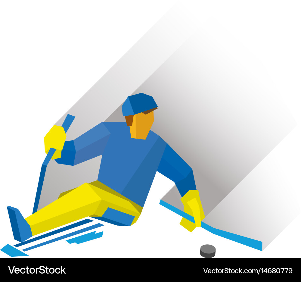 Disabled sledge hockey player with sticks on ice Vector Image