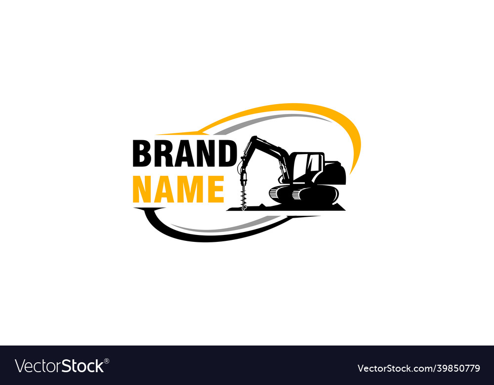 Excavator logo template heavy equipment logo Vector Image