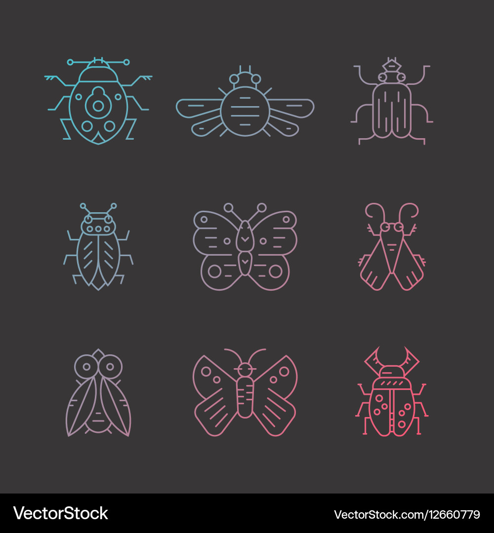 Gradient bug icons Royalty Free Vector Image - VectorStock