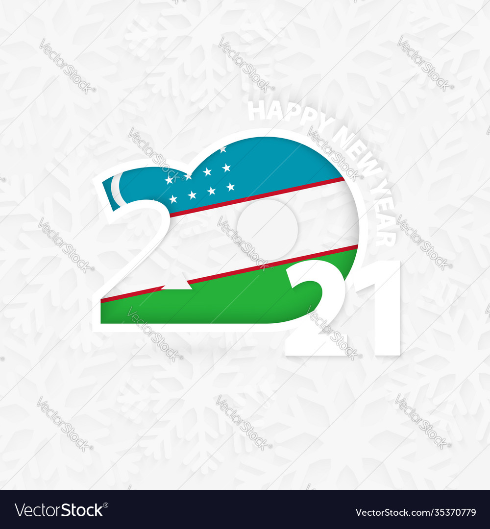 Happy new year 2021 for uzbekistan on snowflake Vector Image