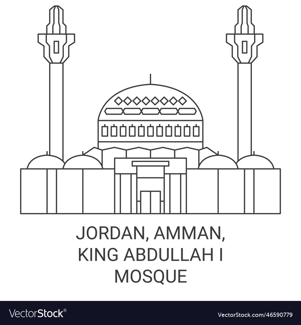 Jordan amman king abdullah i mosque travel Vector Image