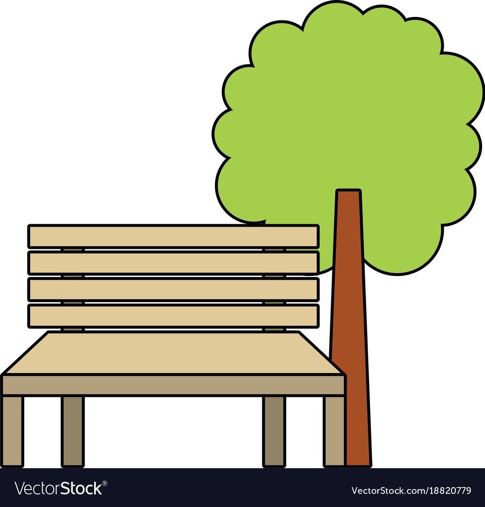 Park bench and tree natural landscape Royalty Free Vector