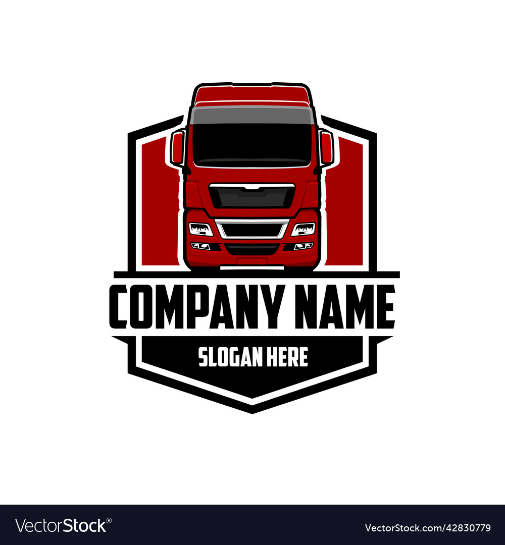 Premium truck front view emblem logo template vector image Premium truck front view emblem logo template