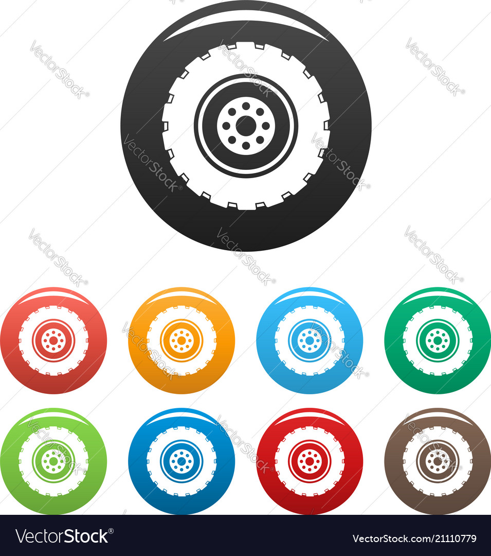 Repairing tire icons set color Royalty Free Vector Image