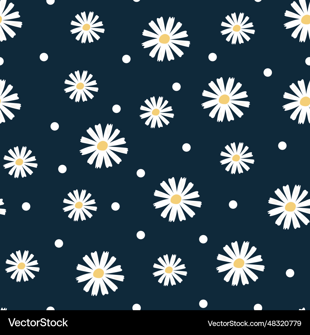 Seamless pattern with daisy flowers Royalty Free Vector