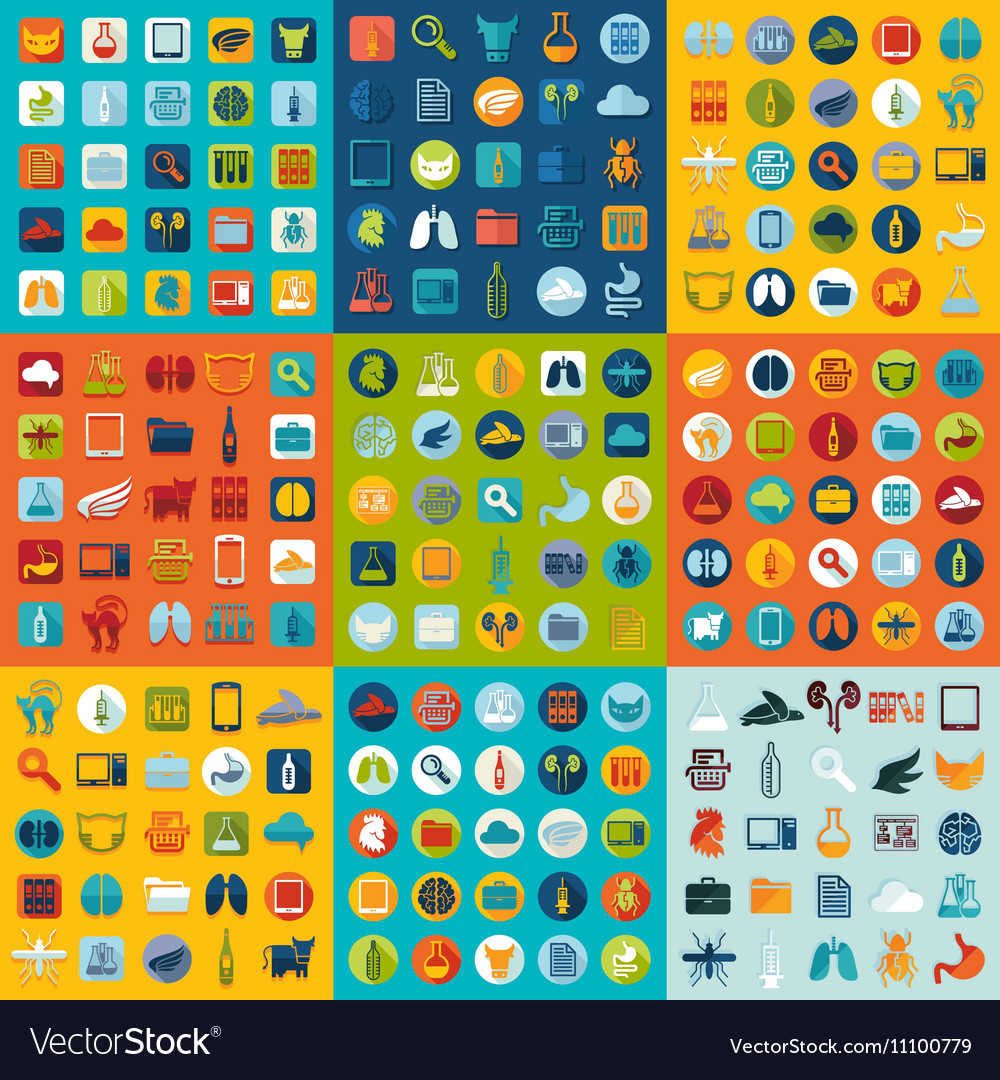 Set of veterinary flat icons Royalty Free Vector Image