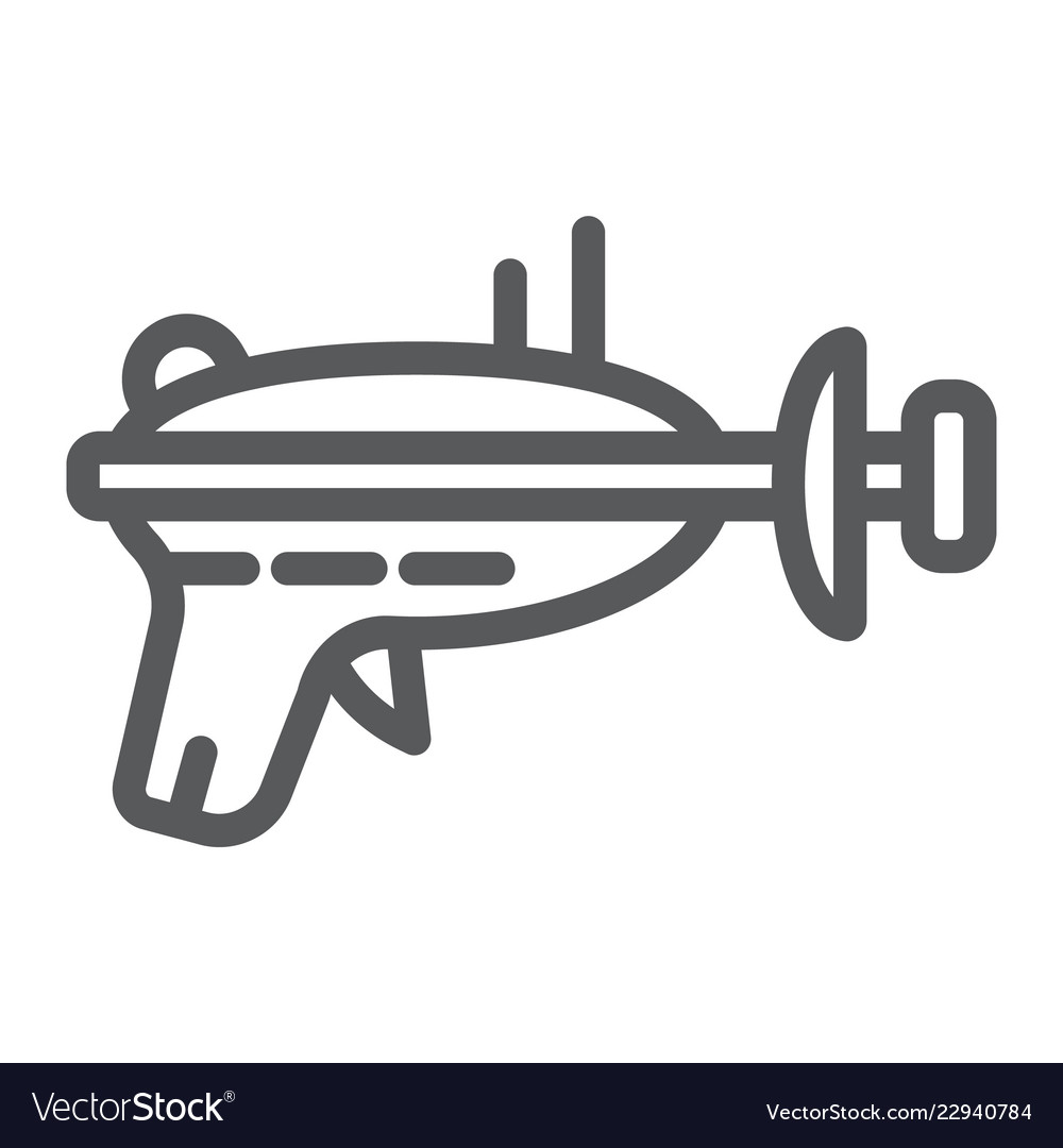 Blaster line icon space and weapon laser Vector Image