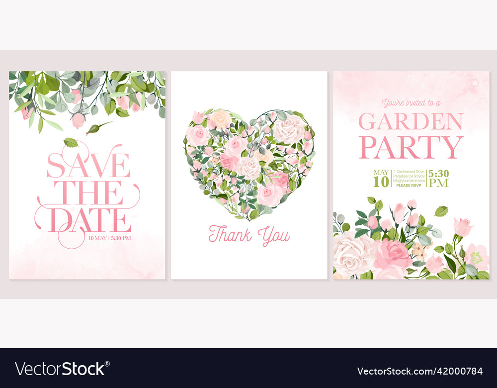 Floral autumn wedding invite card template set vector image Floral autumn wedding invite card template set