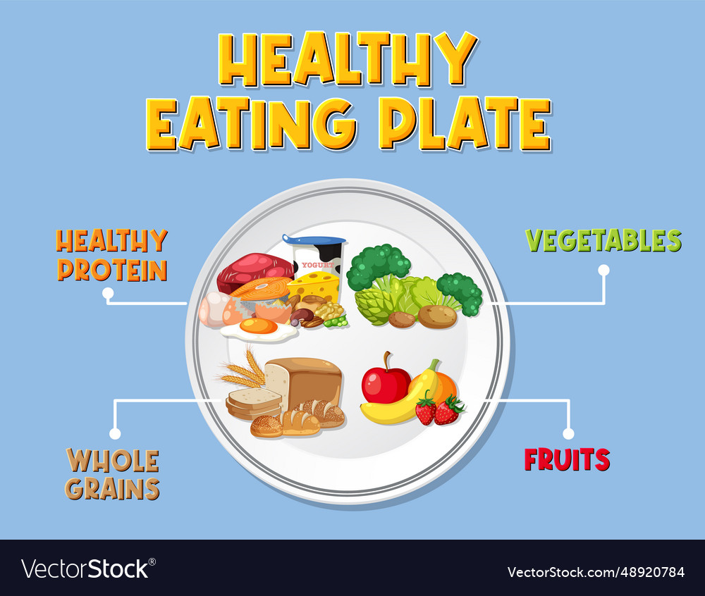 Healthy eating plate with balanced portion Vector Image