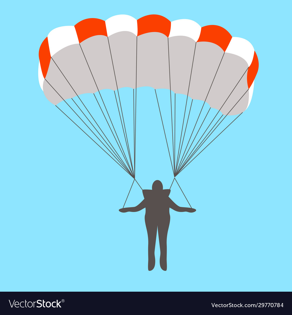 Man goes down on a parachute flat Royalty Free Vector Image