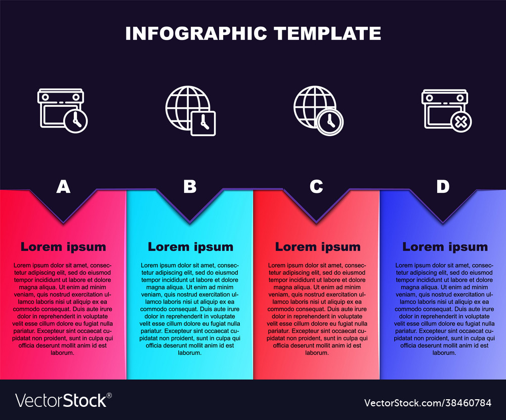 Set line calendar and clock world time and date vector image