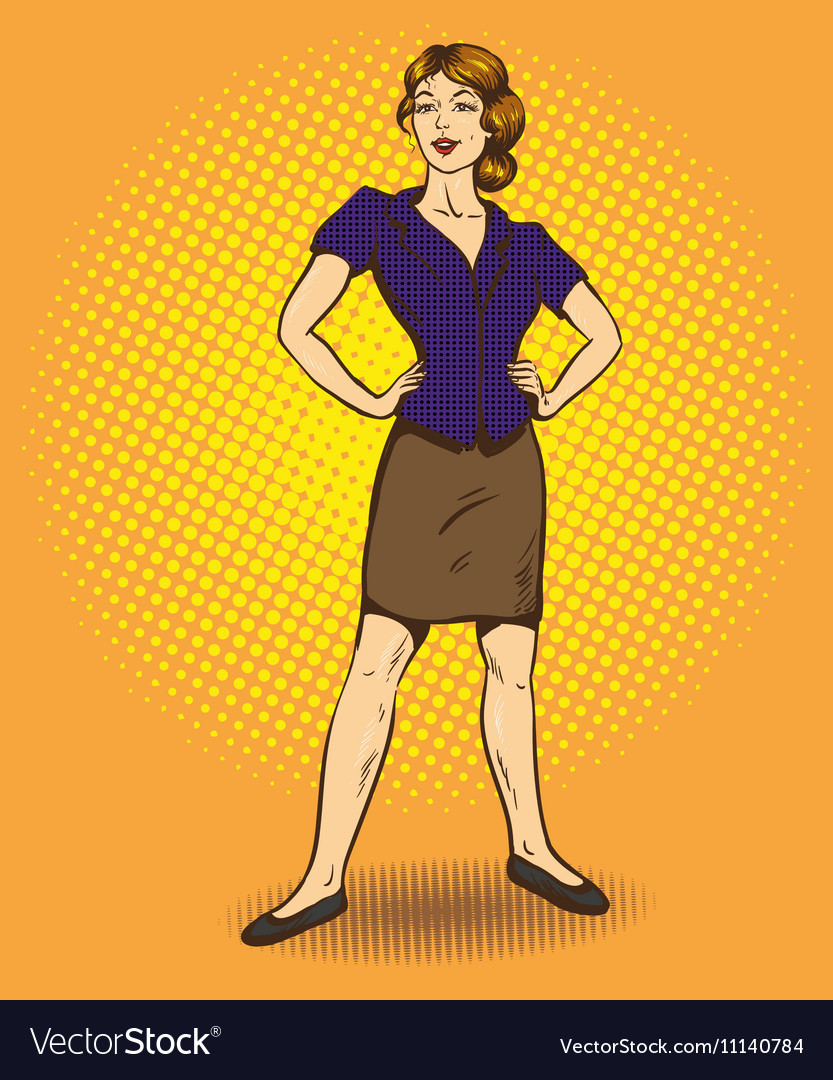 Woman Standing In Confident Position Retro Comic Vector Image