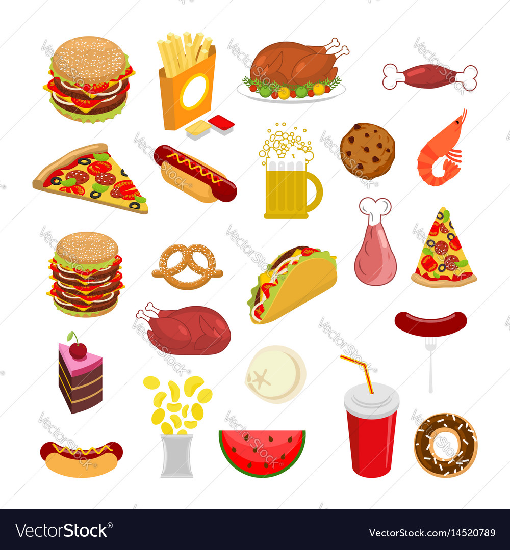 Food set signs of feed icon collection meat