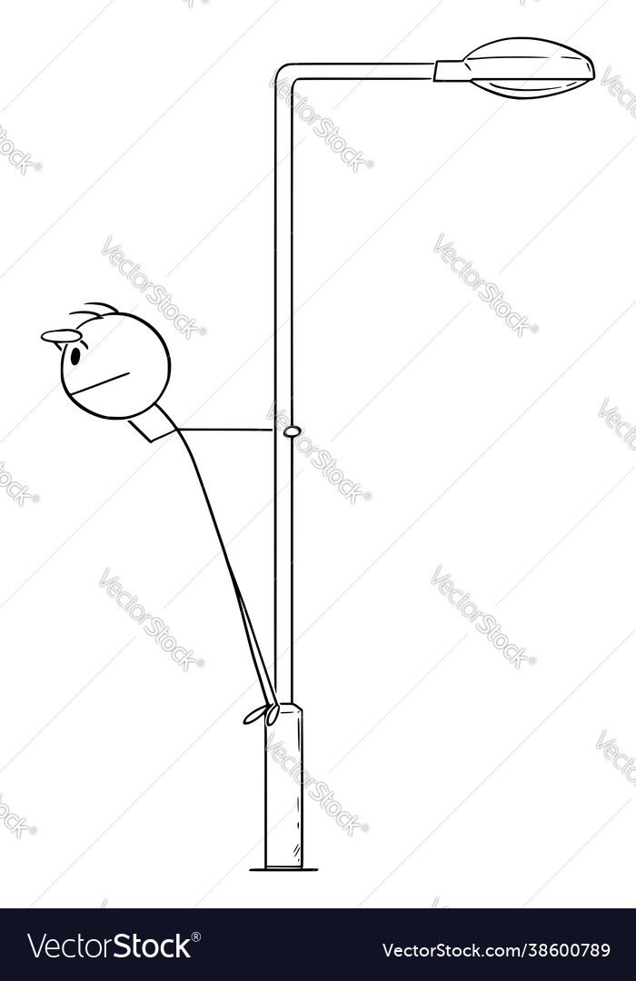 Person or businessman standing on street lamp vector image Person or businessman standing on street lamp