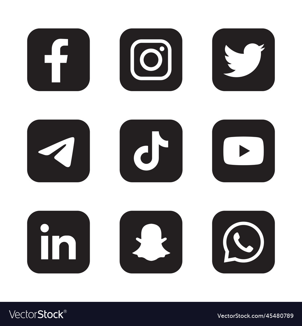 Set of social media icons Royalty Free Vector Image