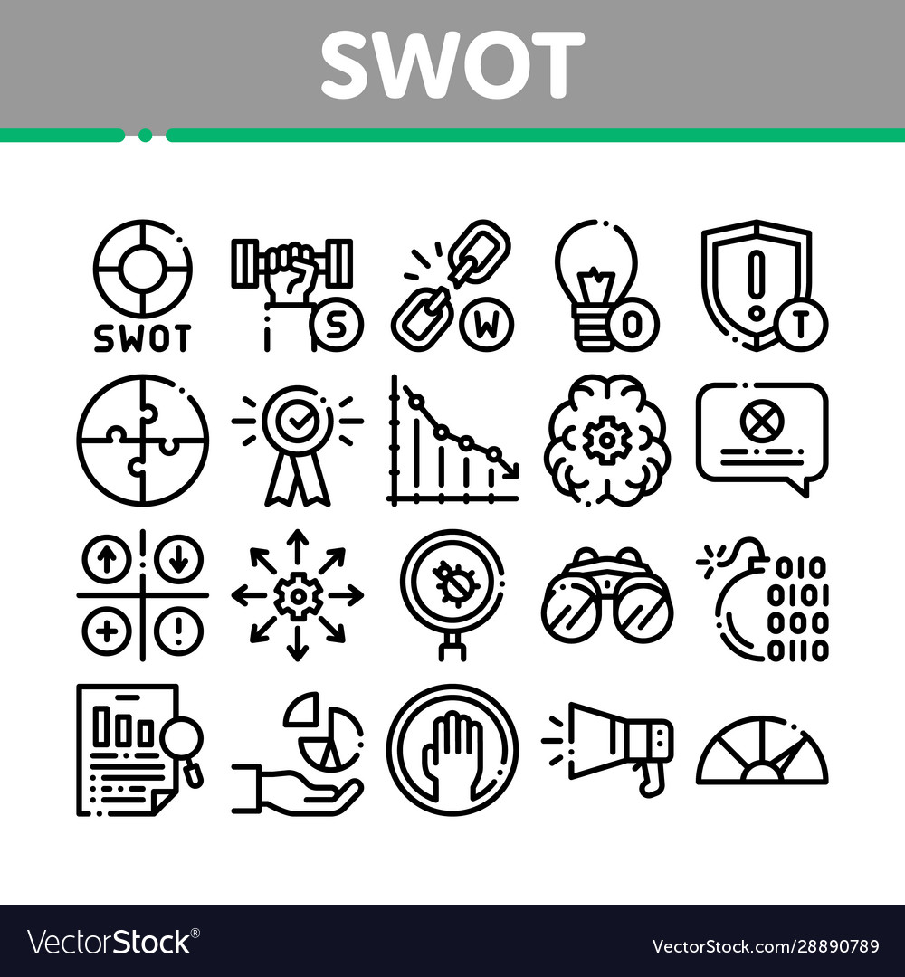 Swot Analysis Strategy Collection Icons Set Vector Image 3783