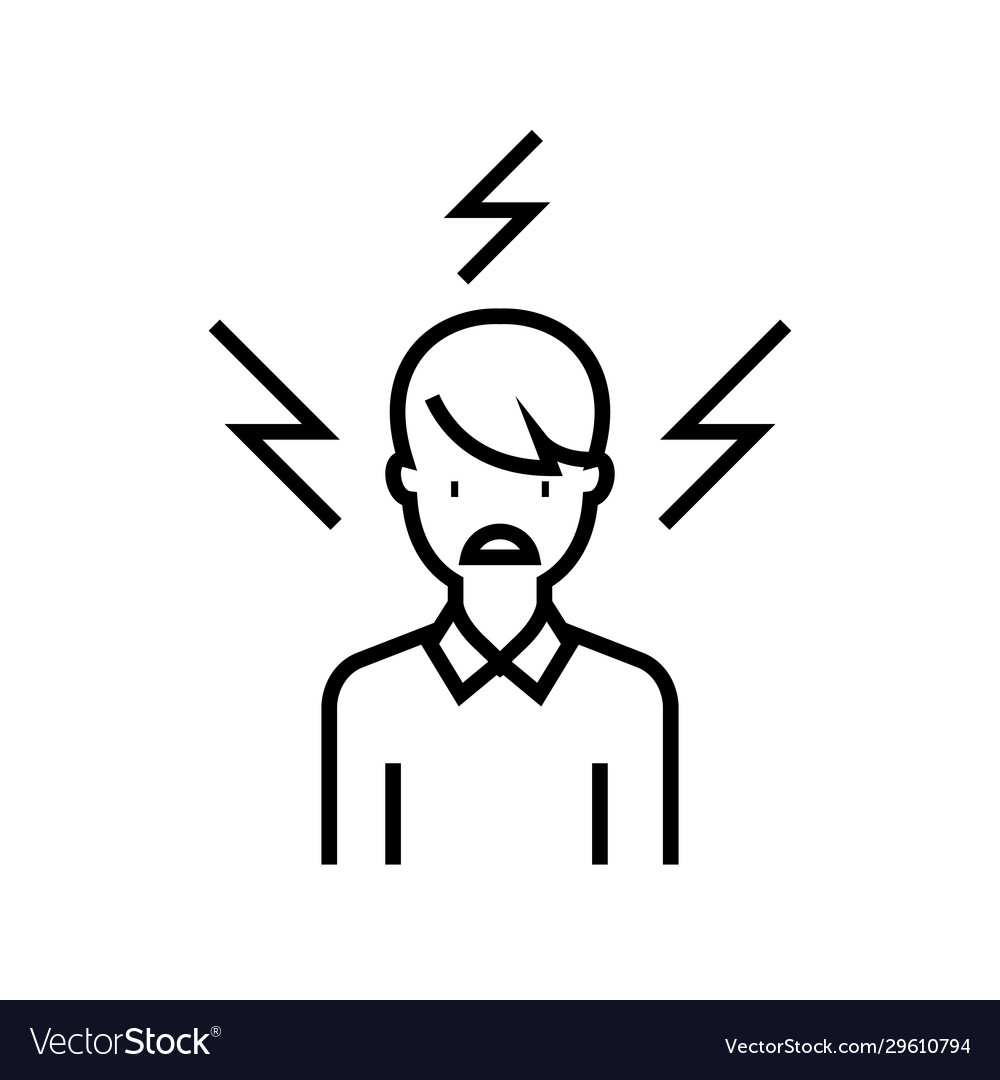 Annoying worker line icon concept sign outline Vector Image