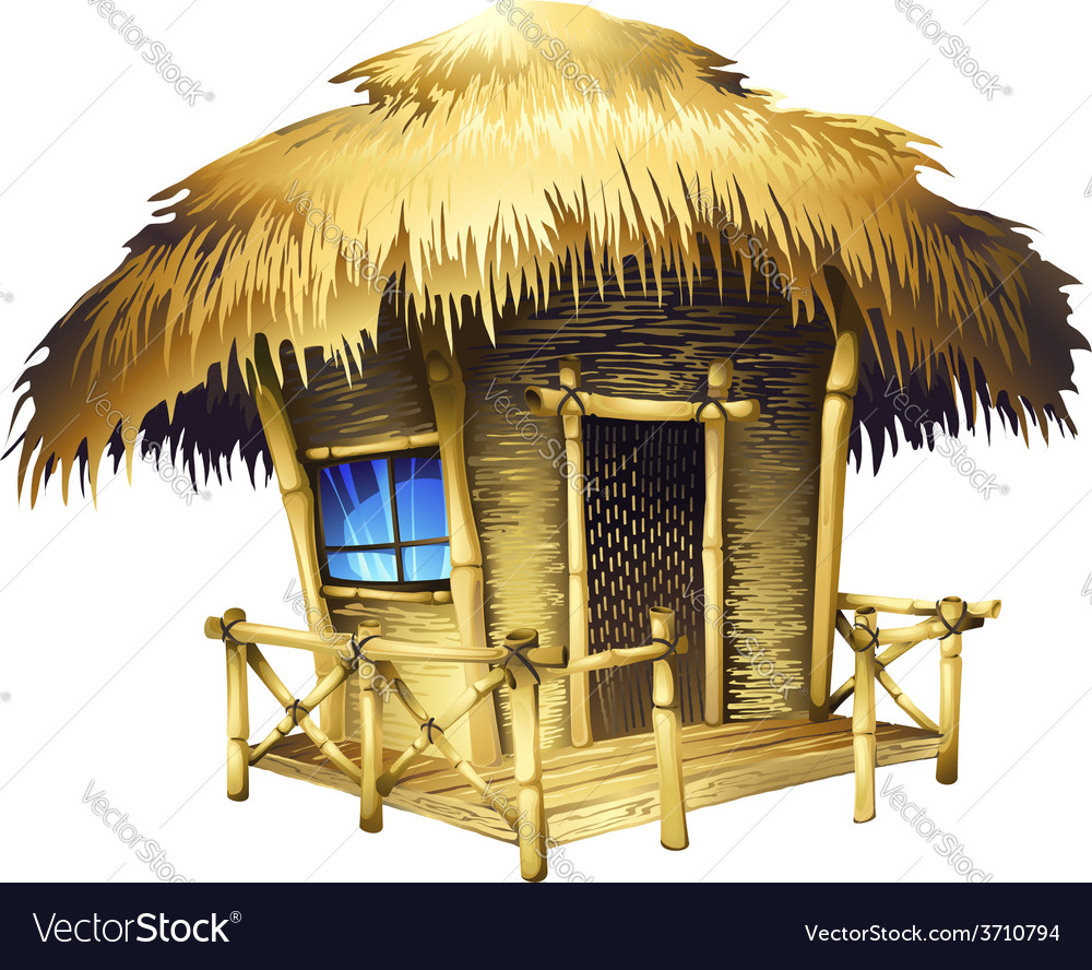 Tropical bungalow isolated drawing Royalty Free Vector Image