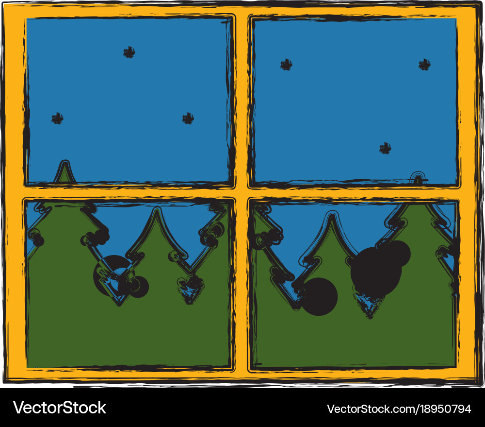 Window forest landscape Royalty Free Vector Image