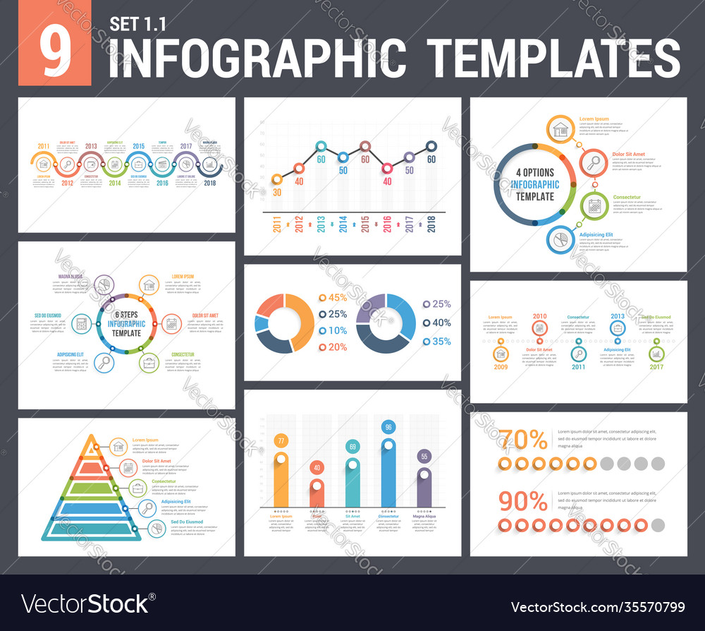 9 infographic templates Royalty Free Vector Image