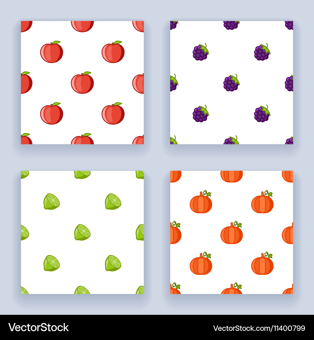 Icons set flat design fruit seamless pattern Vector Image