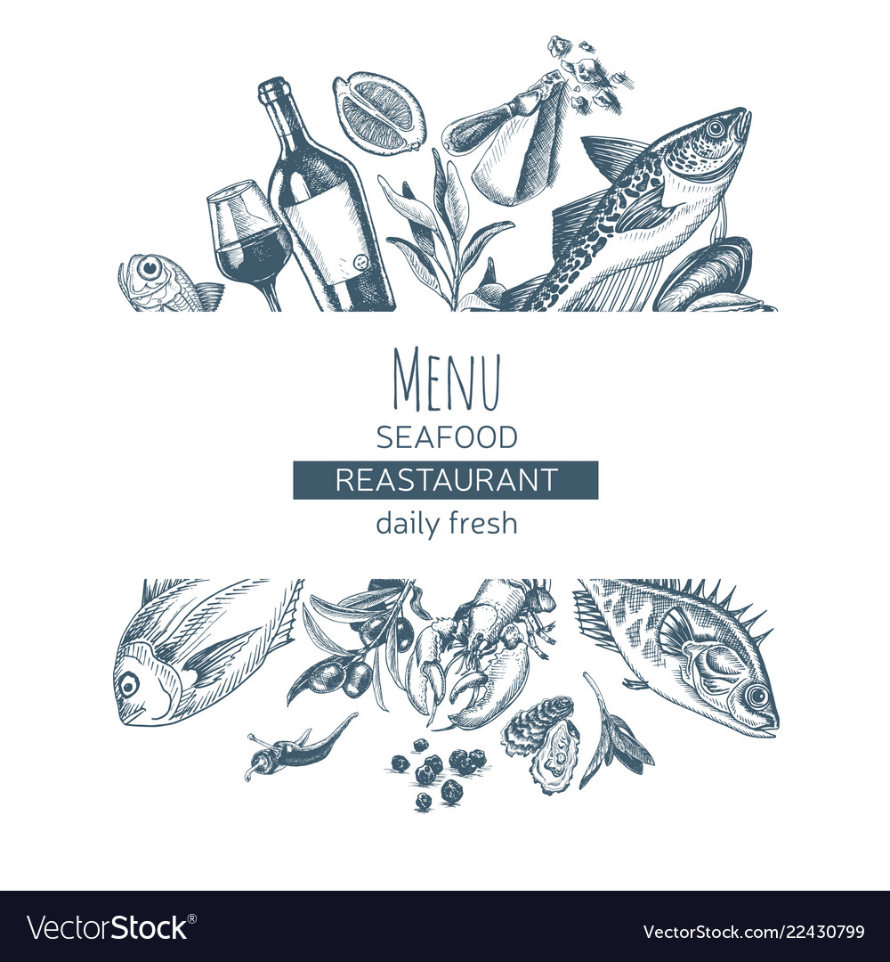 Sketch Card Menu Seafood Royalty Free Vector Image