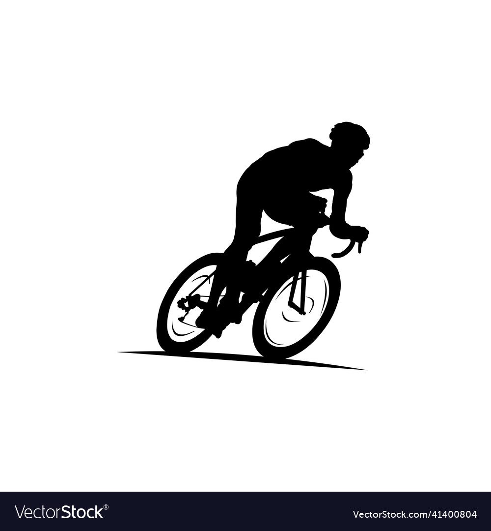 Cyclist roadbike silhouette flat icon Royalty Free Vector