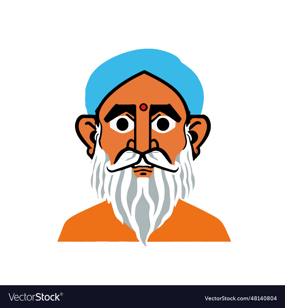 Indian old sadhu cartoon character flat design Vector Image