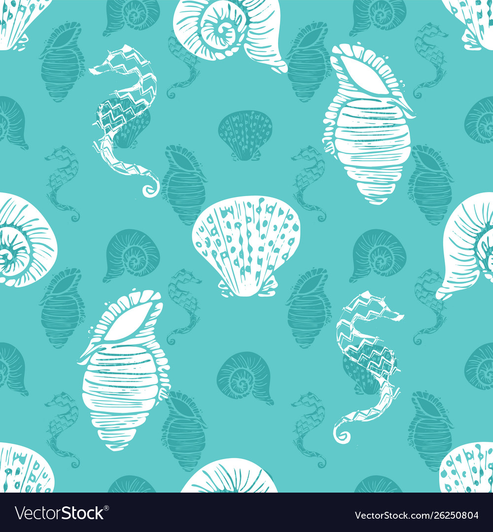 Layered blue and white seahorse starfish Vector Image