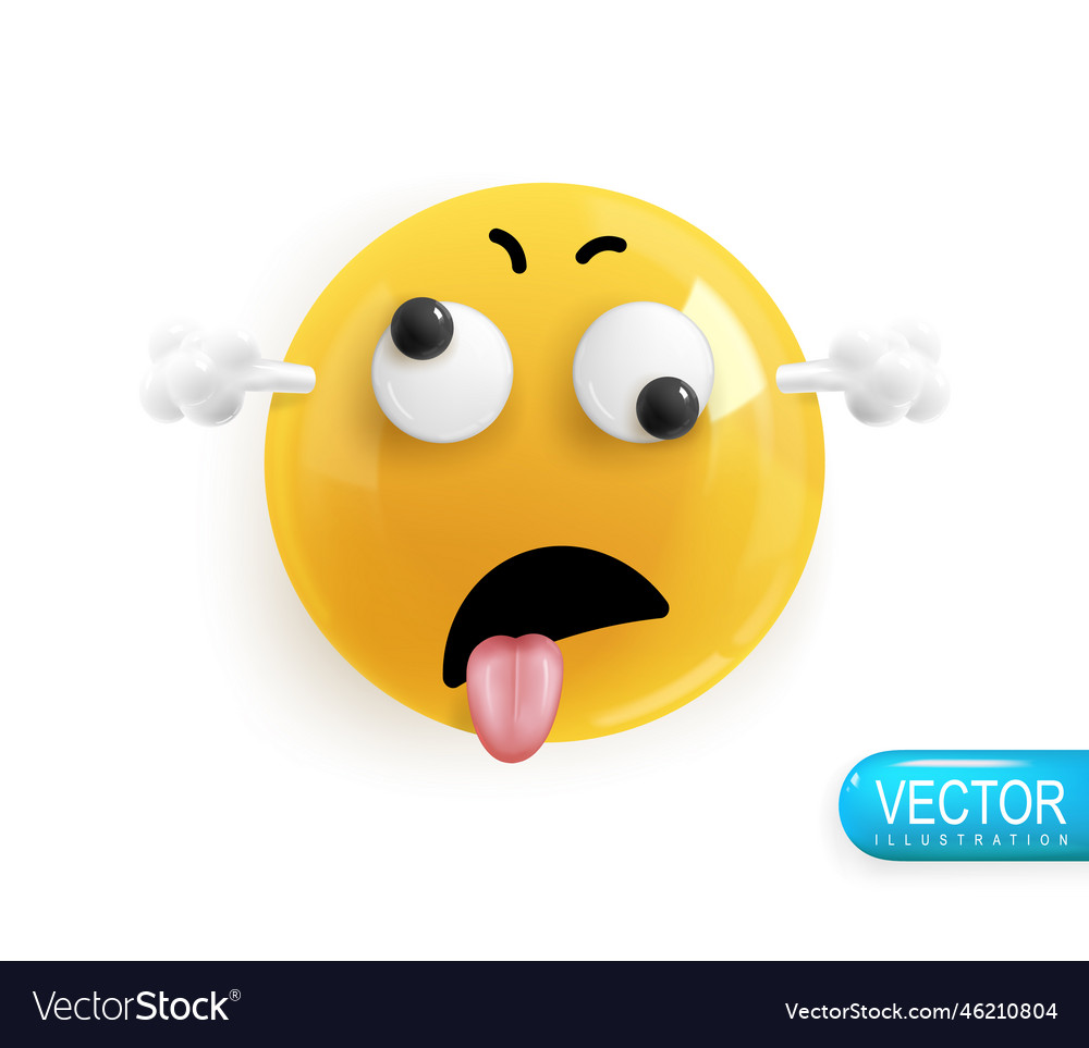 Realistic 3d icon emoji face render of yellow