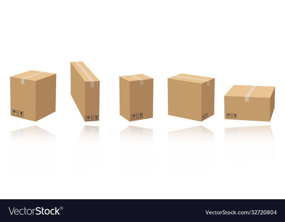 Download Set Cardboard Box Mockups Different Size Vector Image PSD Mockup Templates