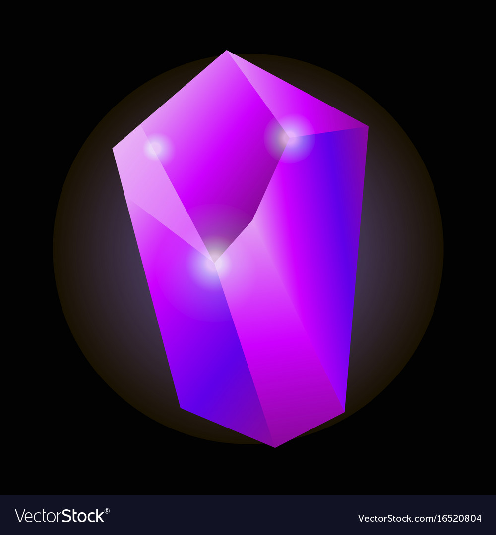 Shiny purple natural crystal with luminescent Vector Image