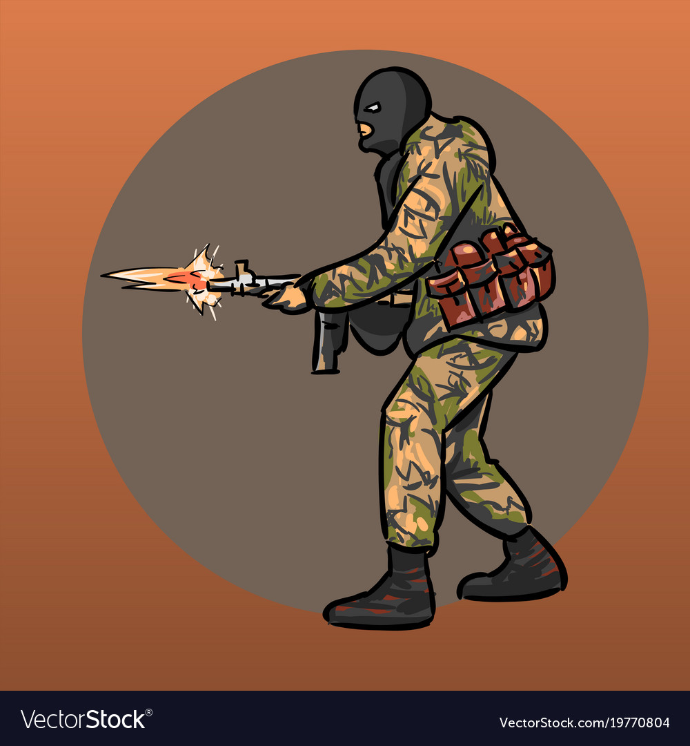 Soldier with gun warrior special forces Royalty Free Vector