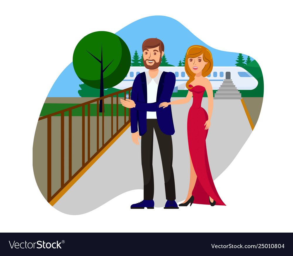 Wealthy couple flat cartoon Royalty Free Vector Image Wealthy couple flat cartoon Royalty Free Vector Image
