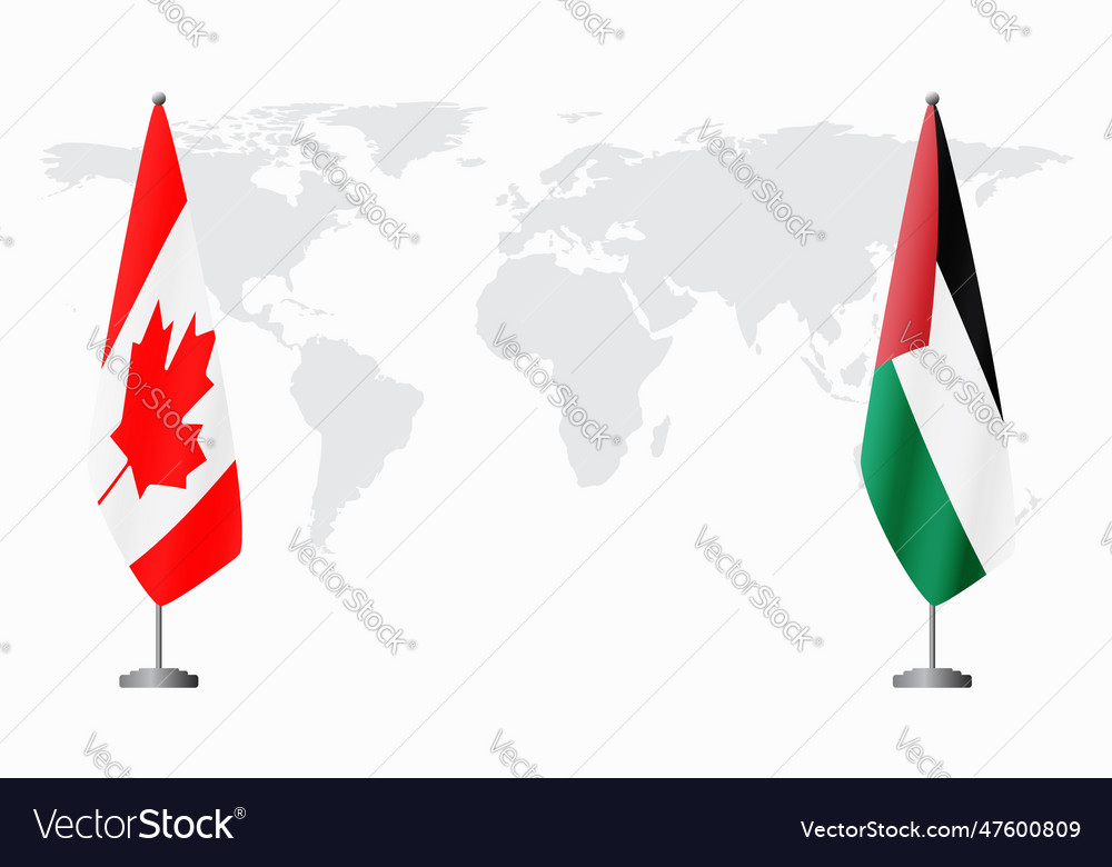 Canada and palestine flags for official meeting Vector Image