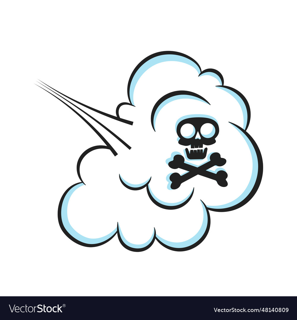 Fart smoke smelling cloud with skull and crossing Vector Image