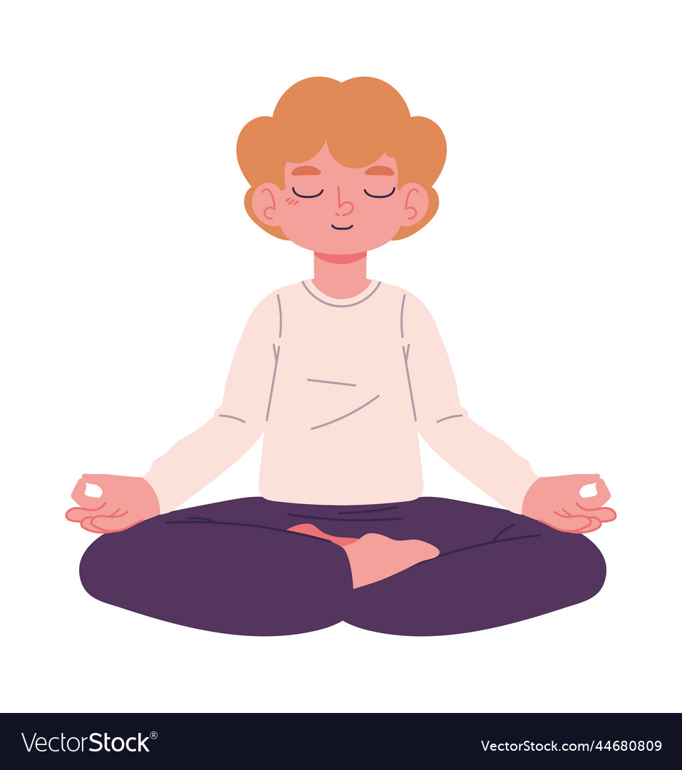 Guy in practices meditation Royalty Free Vector Image